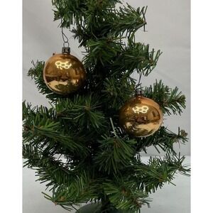 Vintage Glass Christmas Ornaments Gold Lot 10‎ Round Ball Mercury Style